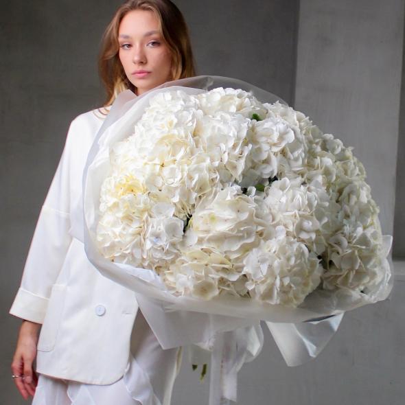 Монобукет из белых голландских гортензий