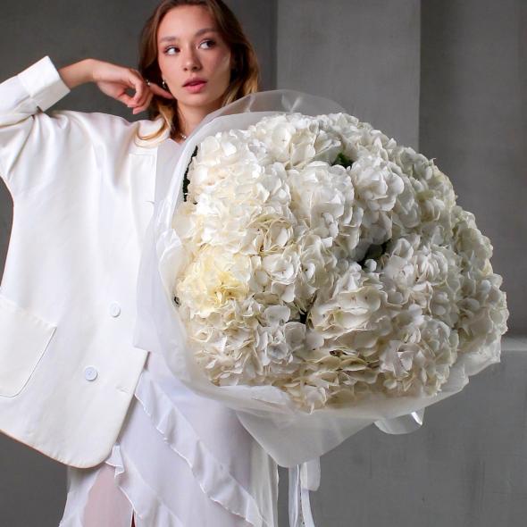 Монобукет из белых голландских гортензий