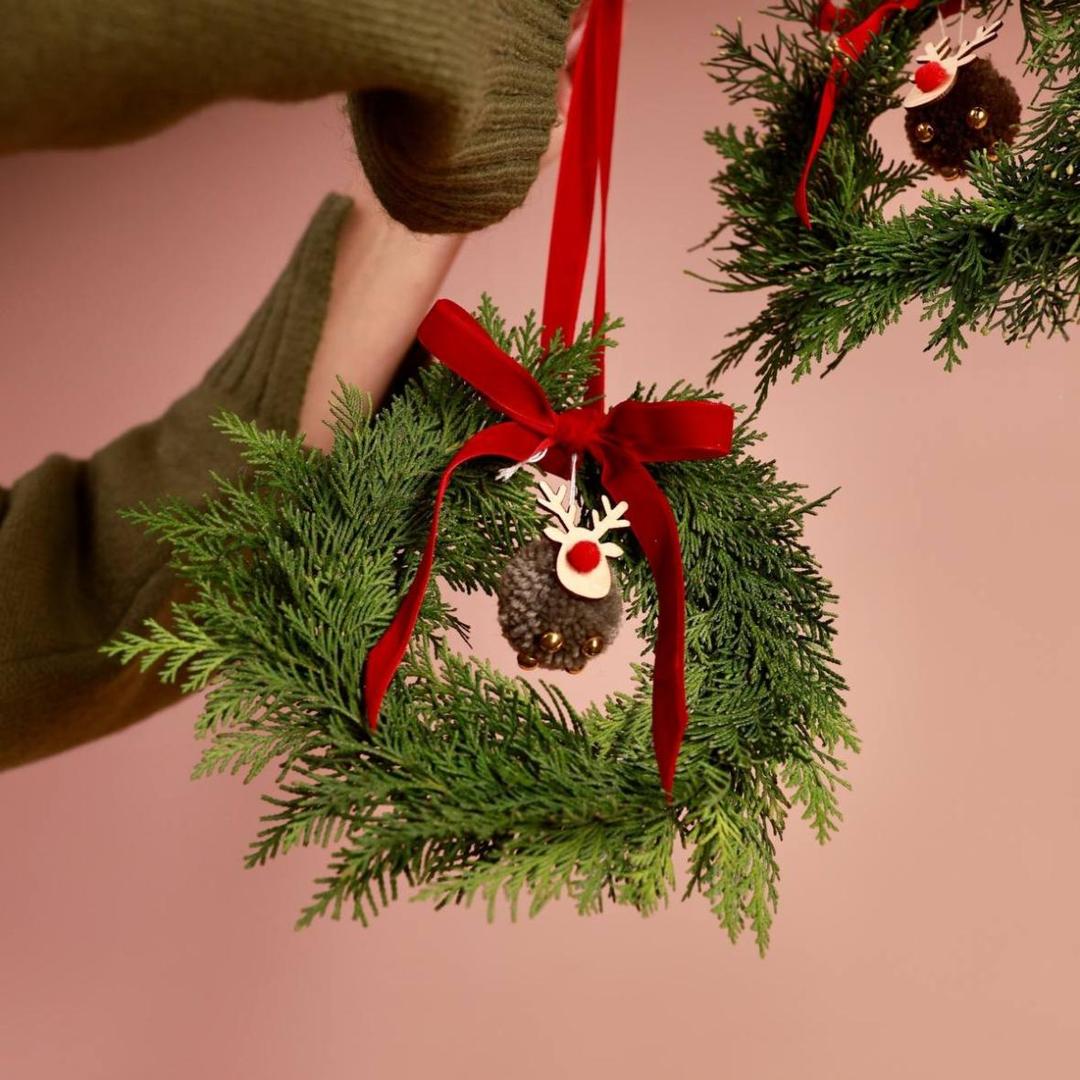 Рождественский венок из хвои (мини)