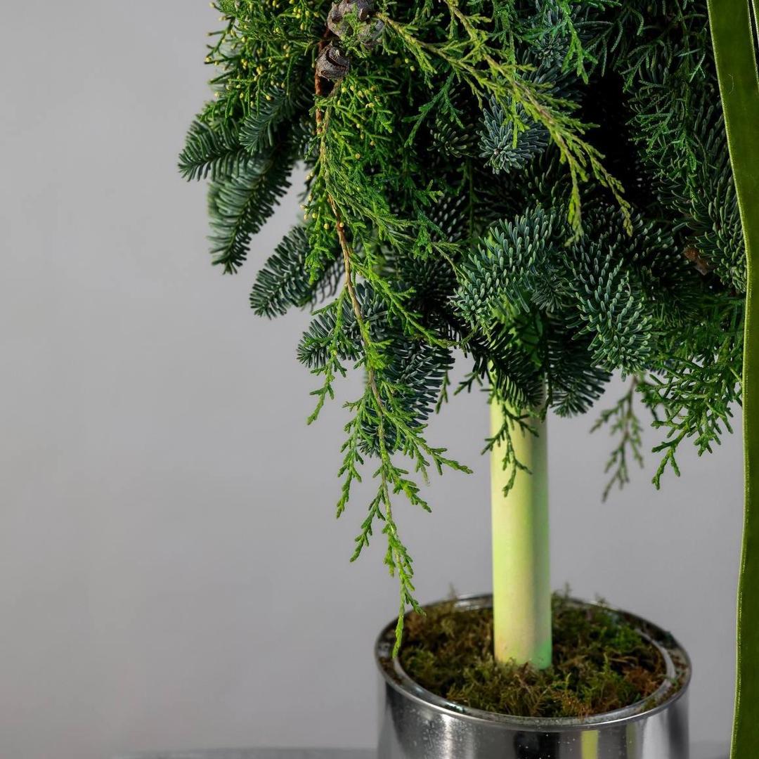 Новогодняя елка в банке в зеленом оттенке (в двух размерах)