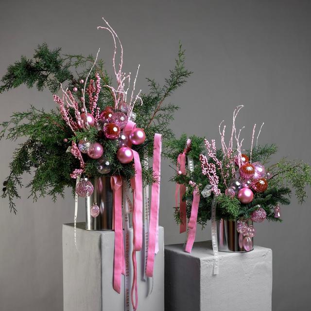 Новогодняя композиция в банке Pink (в двух размерах)