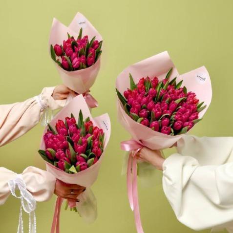 Букет из малиновых тюльпанов (в трех размерах) Букет из малиновых тюльпанов (в трех размерах)