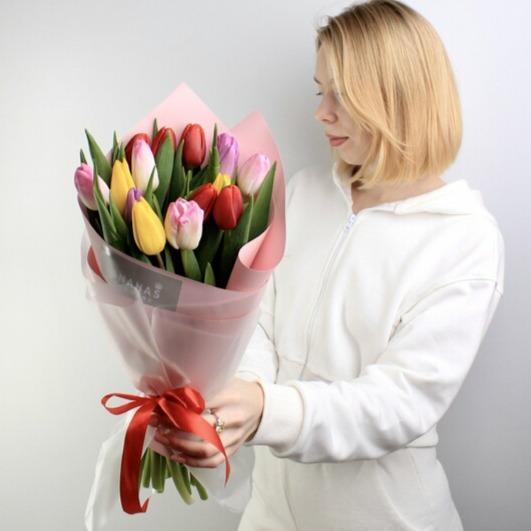Монобукет из 15 тюльпанов микс