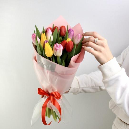 Монобукет из 15 тюльпанов микс