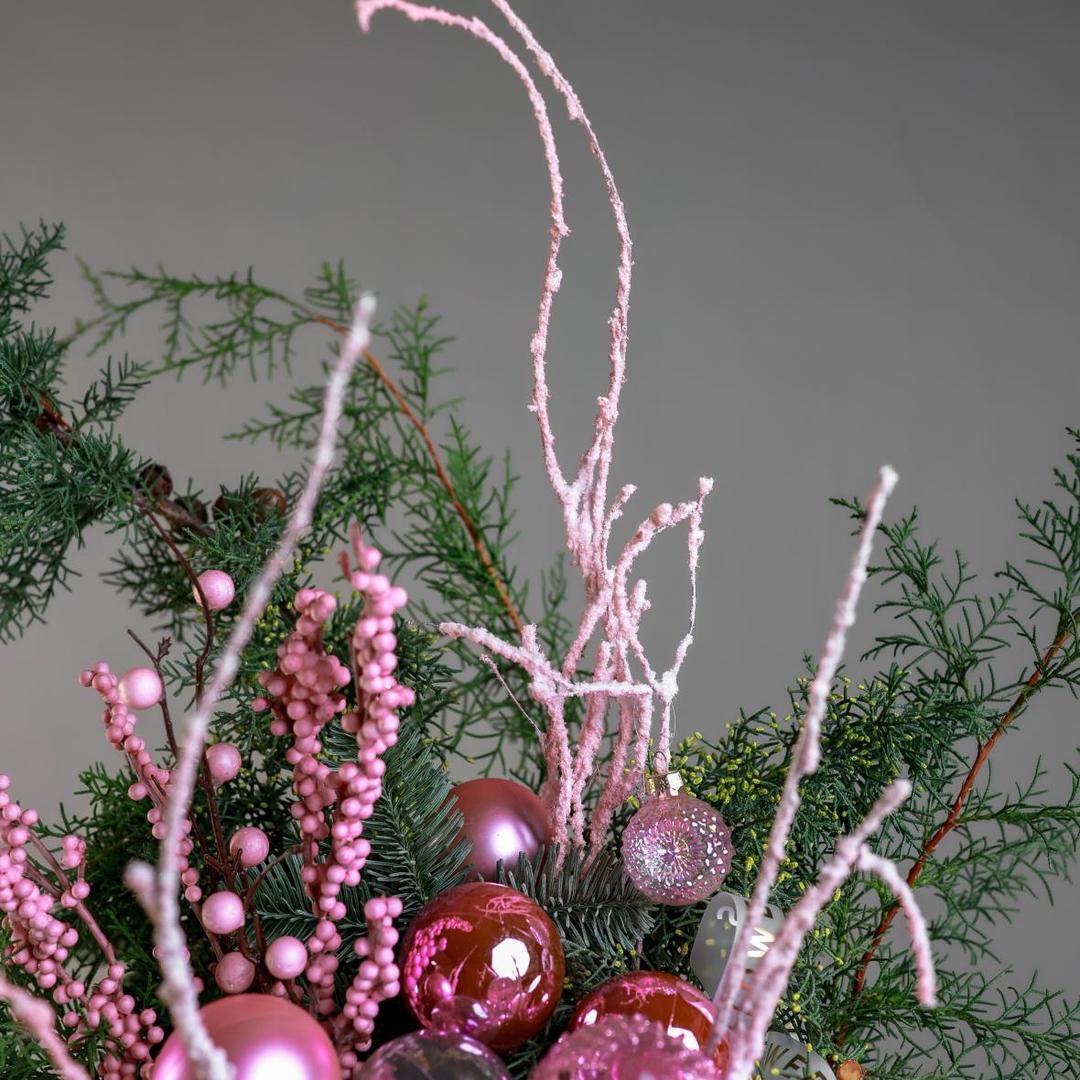 Новогодняя композиция в банке Pink (в двух размерах)