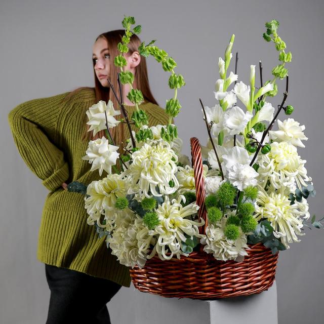 Корзина цветов Зеленое яблоко Корзина цветов Зеленое яблоко