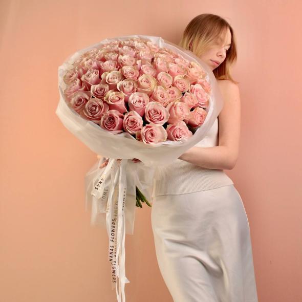 Букет из нежно-розовых роз (в линейке в трех размерах)) Букет из нежно-розовых роз (в линейке в трех размерах))