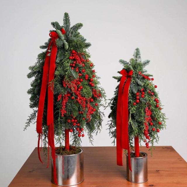 Новогодняя елка в банке в красном оттенке (в двух размерах) Новогодняя елка в банке в красном оттенке (в двух размерах)
